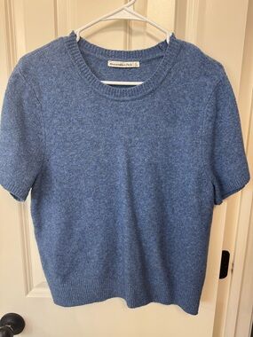 Abercrombie & Fitch Dusty Blue Short Sleeve Knit Top